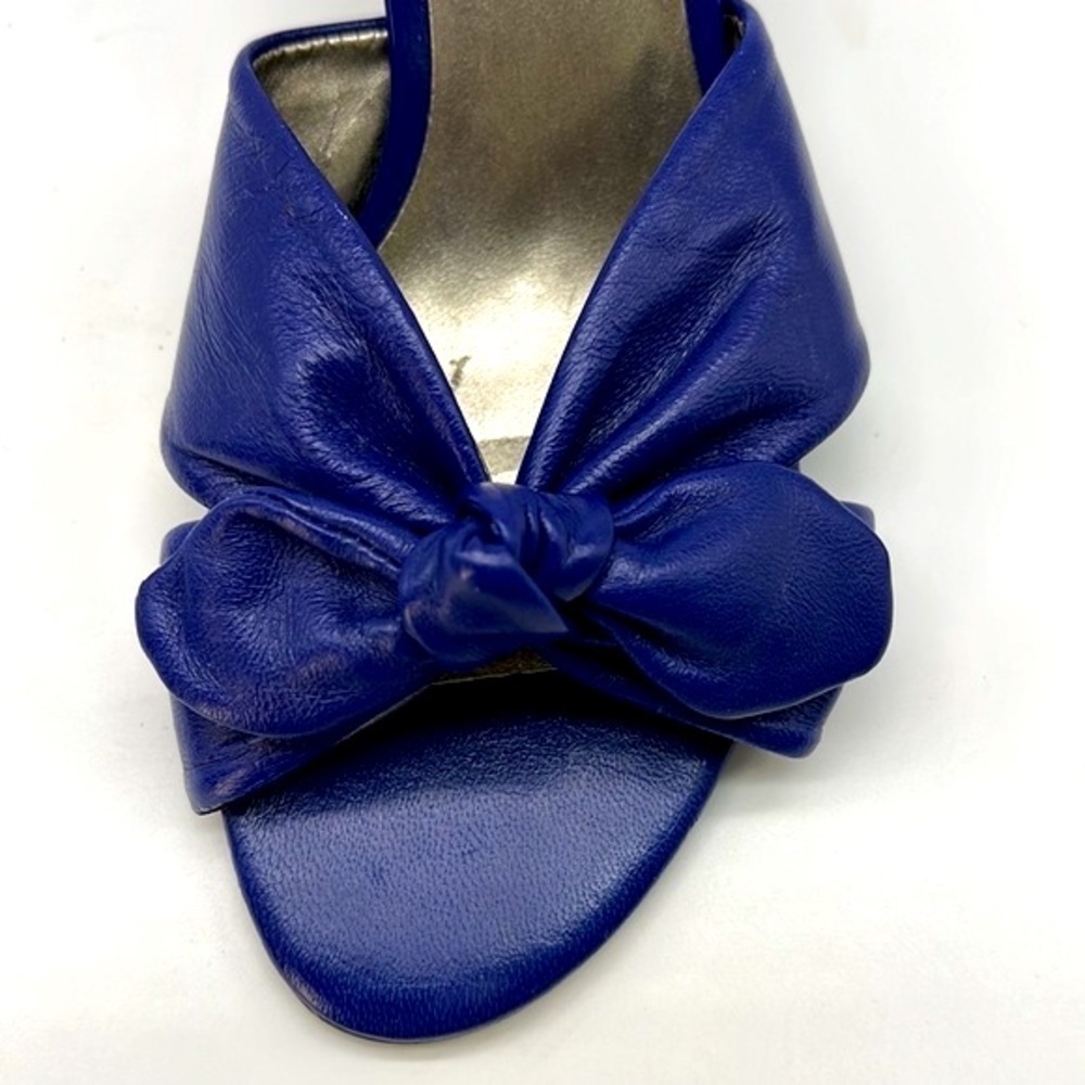 Moda - Bold Blue Leather Knotted Open Toe Heels Size 7 - Picture 9 of 14